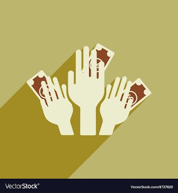 Flat web icon with long shadow money in hands vector image
