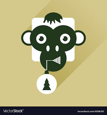 Flat web icon with long shadow Monkey vector image