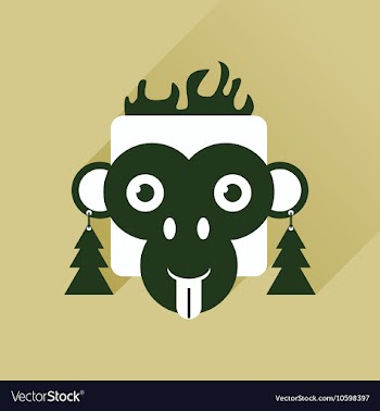 Flat web icon with long shadow Monkey vector image