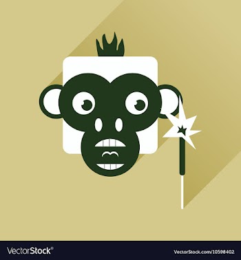 Flat web icon with long shadow Monkey vector image