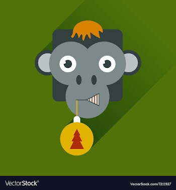 Flat web icon with long shadow Monkey vector image