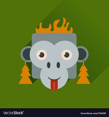 Flat web icon with long shadow Monkey vector image