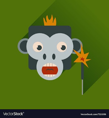 Flat web icon with long shadow Monkey vector image