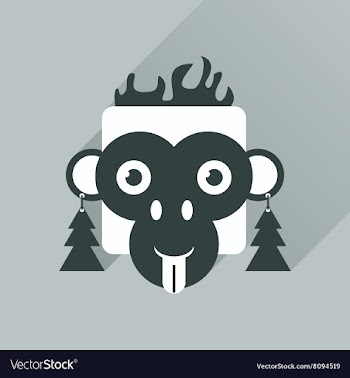 Flat web icon with long shadow Monkey vector image