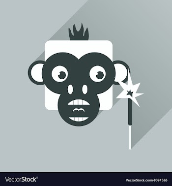 Flat web icon with long shadow Monkey vector image