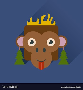 Flat web icon with long shadow Monkey vector image