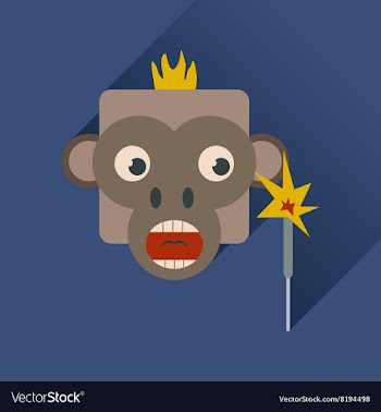 Flat web icon with long shadow Monkey vector image