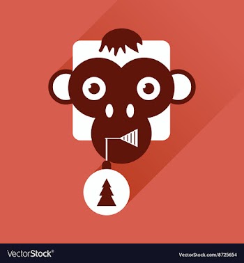 Flat web icon with long shadow Monkey vector image