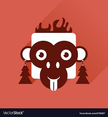 Flat web icon with long shadow Monkey vector image