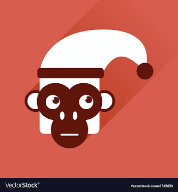 Flat web icon with long shadow Monkey vector image