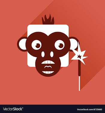 Flat web icon with long shadow Monkey vector image