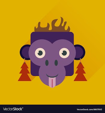 Flat web icon with long shadow Monkey vector image