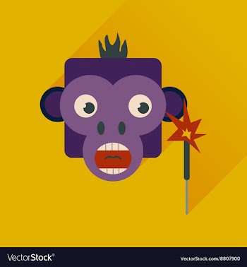 Flat web icon with long shadow Monkey vector image