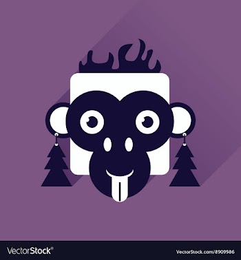 Flat web icon with long shadow Monkey vector image