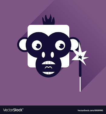 Flat web icon with long shadow Monkey vector image