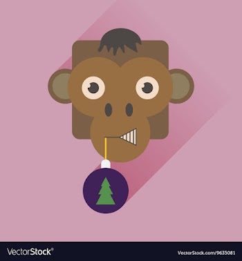 Flat web icon with long shadow Monkey vector image
