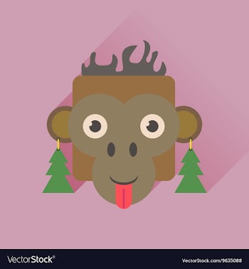 Flat web icon with long shadow Monkey vector image