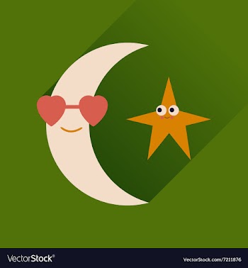 Flat web icon with long shadow moon star vector image
