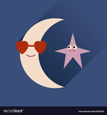 Flat web icon with long shadow moon star vector image