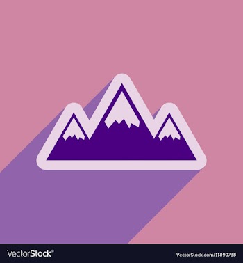 Flat web icon with long shadow mountains vector image
