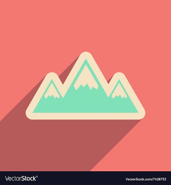 Flat web icon with long shadow mountains vector image