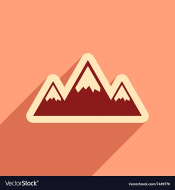 Flat web icon with long shadow mountains vector image