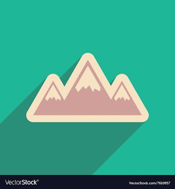 Flat web icon with long shadow mountains vector image