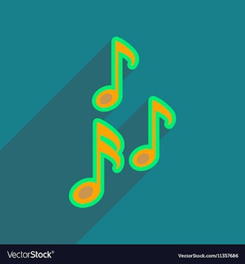 Flat web icon with long shadow musical notes vector image