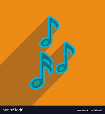 Flat web icon with long shadow musical notes vector image