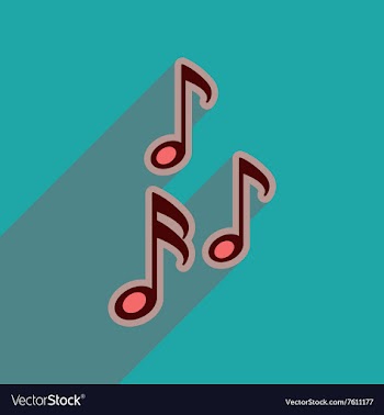 Flat web icon with long shadow musical notes vector image