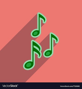 Flat web icon with long shadow musical notes vector image