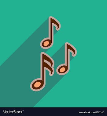 Flat web icon with long shadow musical notes vector image