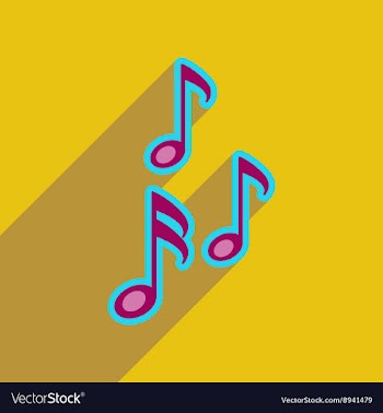 Flat web icon with long shadow musical notes vector image