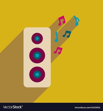 Flat web icon with long shadow musical speaker vector image