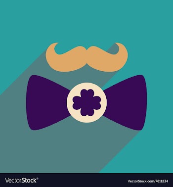 Flat web icon with long shadow mustache butterfly vector image