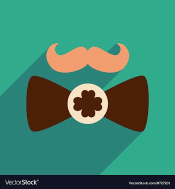 Flat web icon with long shadow mustache butterfly vector image