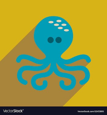 Flat web icon with long shadow octopus vector image