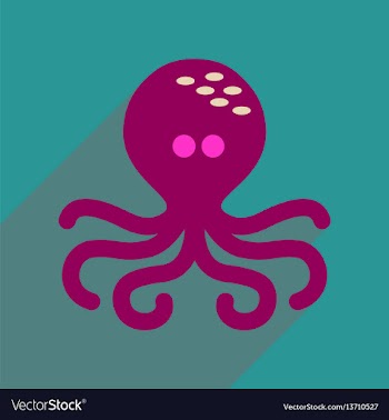 Flat web icon with long shadow octopus vector image