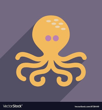 Flat web icon with long shadow octopus vector image