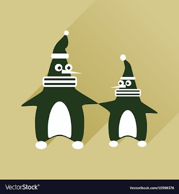 Flat web icon with long shadow pair penguins vector image