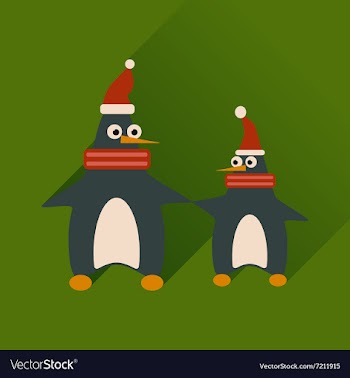 Flat web icon with long shadow pair penguins vector image