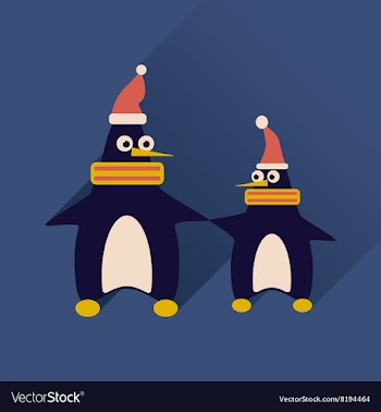 Flat web icon with long shadow pair penguins vector image