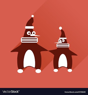 Flat web icon with long shadow pair penguins vector image