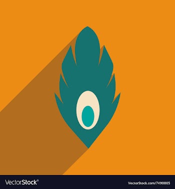 Flat web icon with long shadow Peacock feather vector image