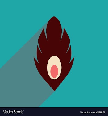 Flat web icon with long shadow Peacock feather vector image