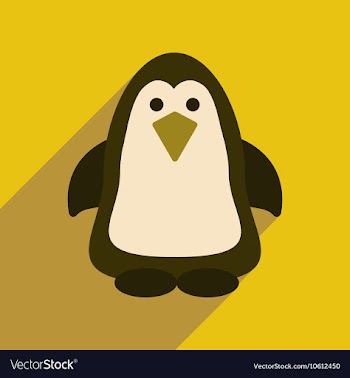 Flat web icon with long shadow penguin vector image