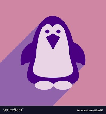 Flat web icon with long shadow penguin vector image