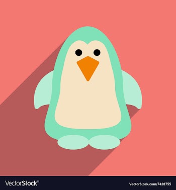Flat web icon with long shadow penguin vector image