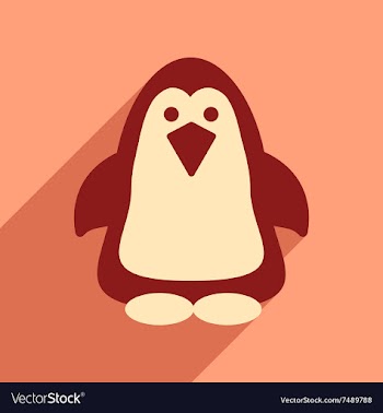 Flat web icon with long shadow penguin vector image