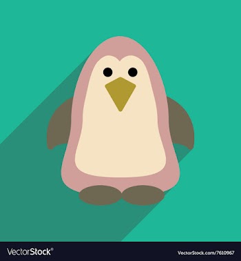 Flat web icon with long shadow penguin vector image